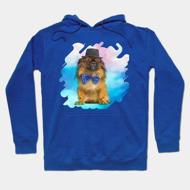 Cute Pekingese dog with bow tie and hat Hoodie by Nartissima